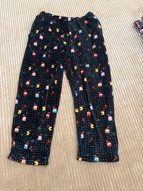 LG Black Pac-Man Style Kids Pajama Bottoms with Multicolor Characters